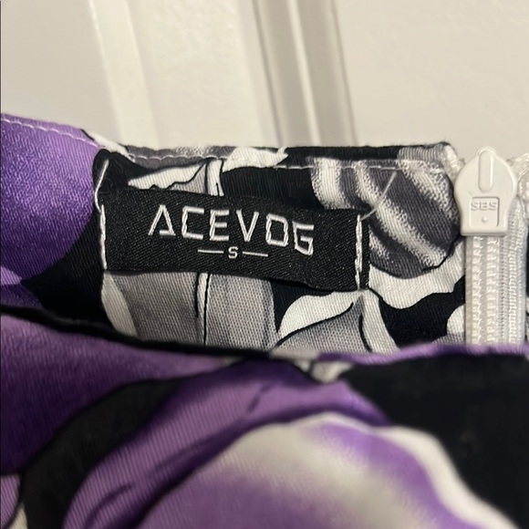 Acevog Purple and White Sleeveless A-Line Midi Dress - Picture 6 of 6